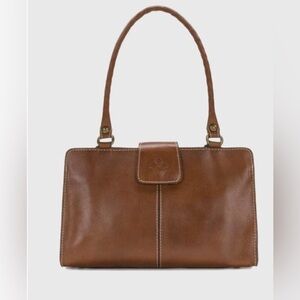 Genuine Patricia Nash Rienzo Leather Heritage Collection Tan Brown Satchel Bag